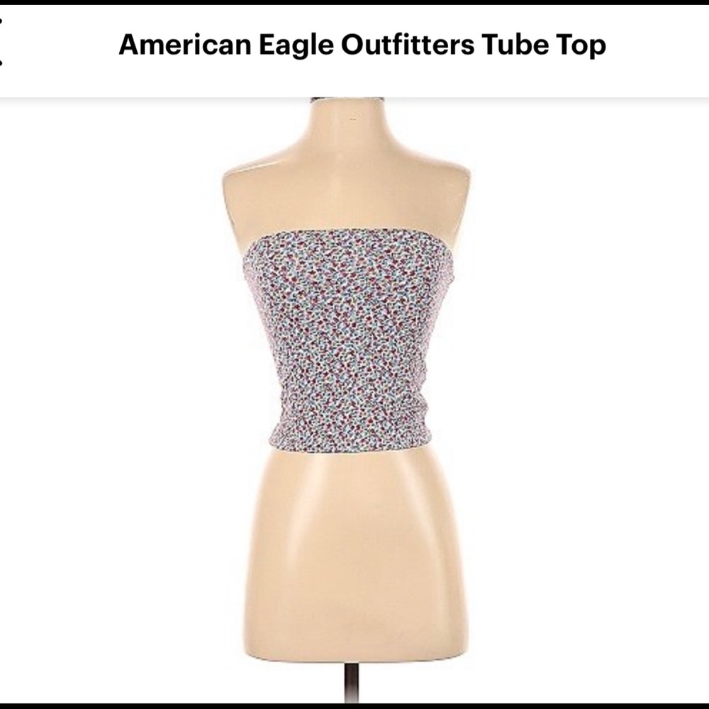 🦅 American Eagle Outfitters Blue Floral Tube Top Size M